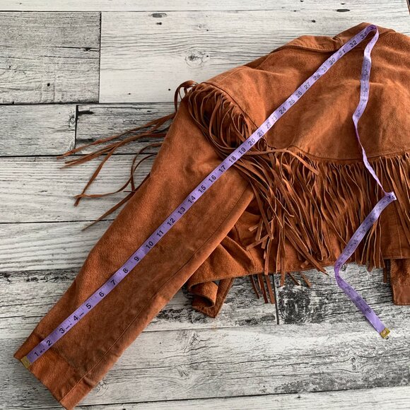 Vintage Suede Fringe Cropped Boho Chic Blazer Jacket - Picture 11 of 16